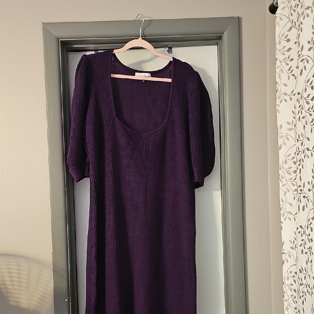 Eloquii Deep Purple 3/4 Sleeve Dress